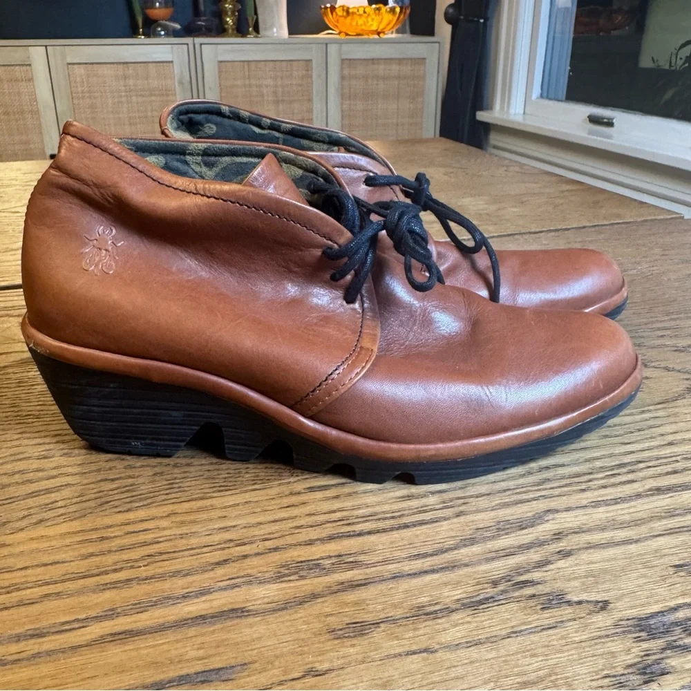 Fly London Pert wedge Brown‎ Leather Ankle Boots
